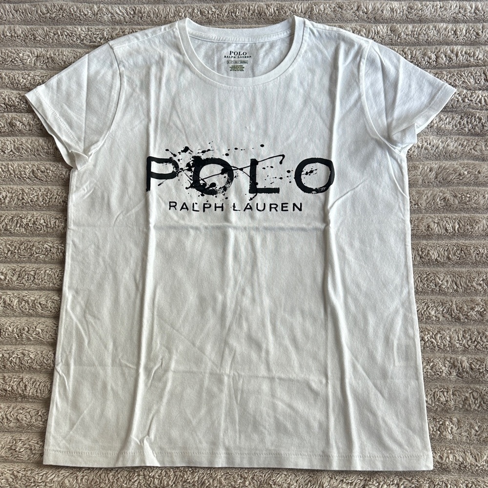 Polo by Ralph Lauren White Tee with Black Logo Splash